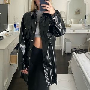 Zara Long Leather Jacket/Blazer